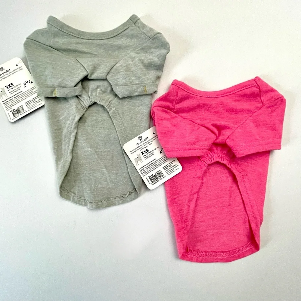 2 Youly Pullover Short Sleeve Stretchy Lightweight Doggie Tee Shirts SzXXS NWT